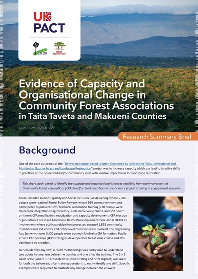thumbnail of Evidence of Capacity and Organisational Change in Community Forest Associations in Taita Taveta and Makueni Counties