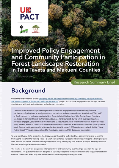 thumbnail of Improved Policy Engagement and Community Participation in Forest Landscape Restoration in Taita Taveta and Makueni Counties