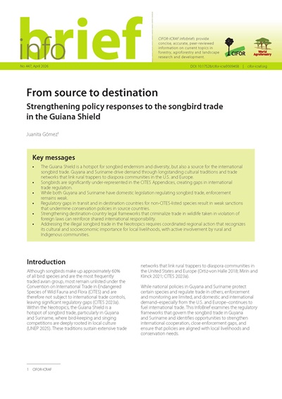 thumbnail of From source to destination: Strengthening policy responses to the songbird trade in the Guiana Shield