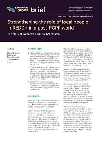 thumbnail of Strengthening the role of local people in REDD+ in a post-FCPF world: The story of Indonesia and East Kalimantan